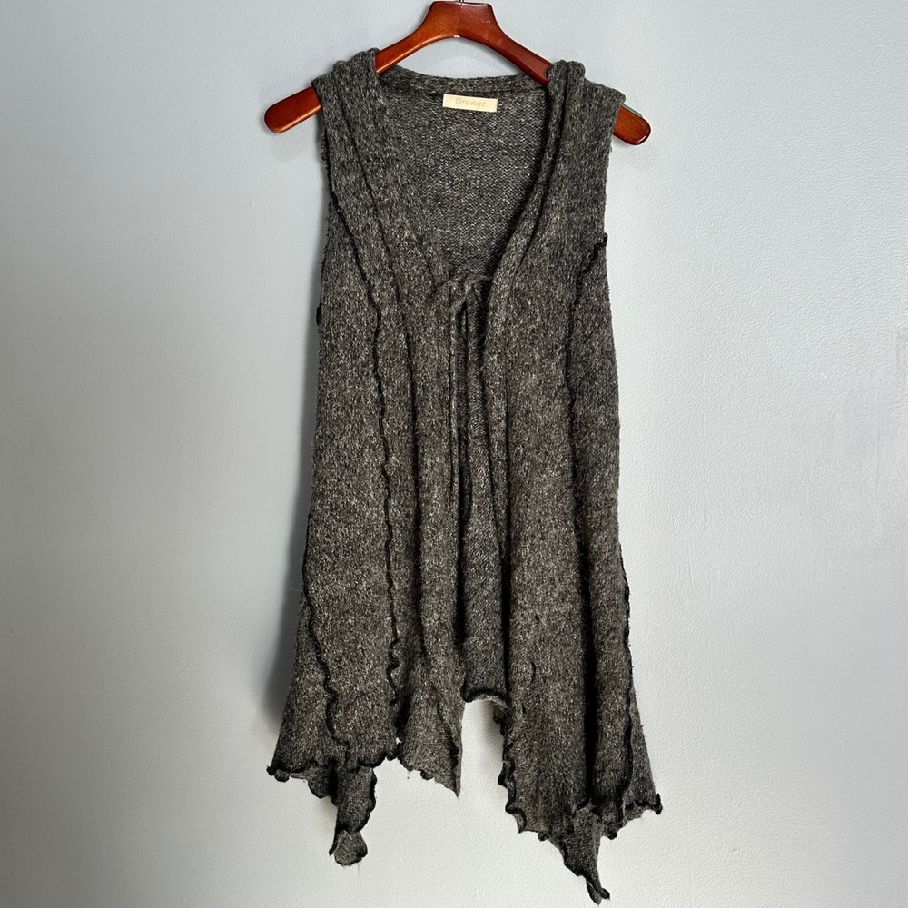 Orange Label Gray Mohair Blend Knit Longline Vest Open Front Fairycore Cardigan